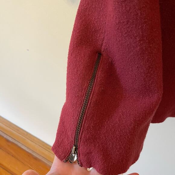 Nanette Lepore M red long sleeve sweater zip hem black cuffed wool blend - Picture 5 of 10